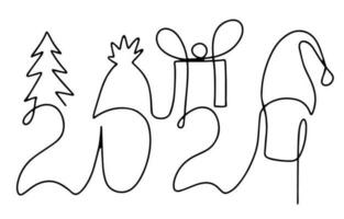 2024 new year in continuos line style vector