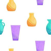 Seamless pattern with cartoon vase vector