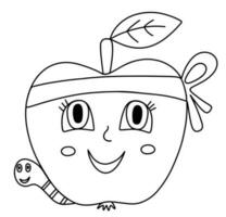 apple coloring book page vector