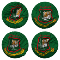 Bangladesch Kricket Planke, bcb Flagge im runden gestalten isoliert mit vier anders winken Stil, stoßen Textur, 3d Rendern png