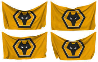 Wolverhampton Wanderers Football Club Pinned Flag from Corners, Isolated with Different Waving Variations, 3D Rendering png