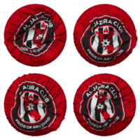 Al Jazira Football Club Flag in Round Shape Isolated with Four Different Waving Style, Bump Texture, 3D Rendering png