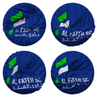 Al Fateh Sports Club Flag in Round Shape Isolated with Four Different Waving Style, Bump Texture, 3D Rendering png