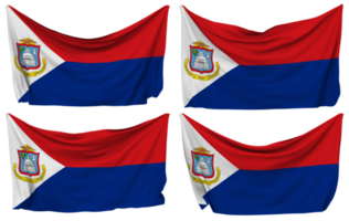 Sint Maarten Pinned Flag from Corners, Isolated with Different Waving Variations, 3D Rendering png