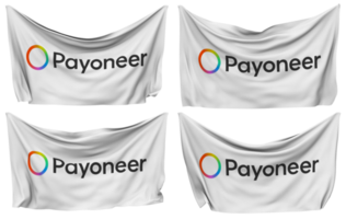 payoneer global C ª clavado bandera desde esquinas, aislado con diferente ondulación variaciones, 3d representación png