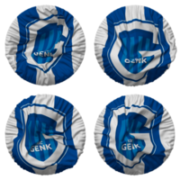 koninklijke courses club Genk, krc Genk drapeau dans rond forme isolé avec quatre différent agitant style, bosse texture, 3d le rendu png