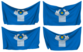 Commonwealth of Independent States, CIS Pinned Flag from Corners, Isolated with Different Waving Variations, 3D Rendering png