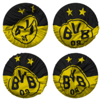 Ballspielverein Borussia 09 e V Dortmund, Borussia Dortmund Flag in Round Shape Isolated with Four Different Waving Style, Bump Texture, 3D Rendering png