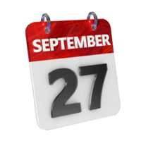 septiembre 27 fecha 3d icono aislado, brillante y lustroso 3d representación, mes fecha día nombre, cronograma, historia png