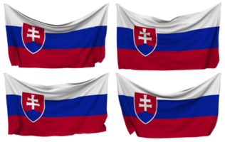 Slowakei festgesteckt Flagge von Ecken, isoliert mit anders winken Variationen, 3d Rendern png