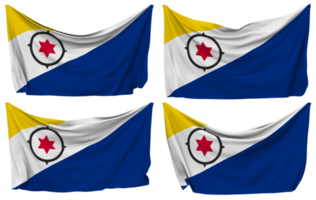 Bonaire Pinned Flag from Corners, Isolated with Different Waving Variations, 3D Rendering png