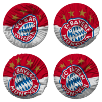 voetbal club Bayern munchen e v, fcb vlag in ronde vorm geïsoleerd met vier verschillend golvend stijl, buil textuur, 3d renderen png