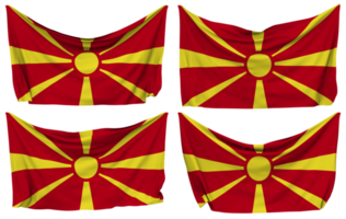 North Macedonia Pinned Flag from Corners, Isolated with Different Waving Variations, 3D Rendering png