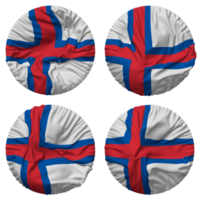 Faeröer eilanden vlag in ronde vorm geïsoleerd met vier verschillend golvend stijl, buil textuur, 3d renderen png