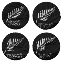 ny zealand cricket, nzc flagga i runda form isolerat med fyra annorlunda vinka stil, stöta textur, 3d tolkning png