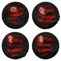 clube de regatas Faz flamengo bandeira dentro volta forma isolado com quatro diferente acenando estilo, colisão textura, 3d Renderização png