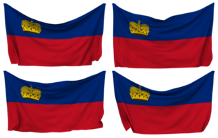 liechtenstein fästs flagga från hörn, isolerat med annorlunda vinka variationer, 3d tolkning png