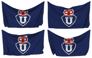 Club Universidad de Chile Pinned Flag from Corners, Isolated with Different Waving Variations, 3D Rendering png