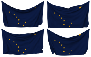 Zustand von Alaska festgesteckt Flagge von Ecken, isoliert mit anders winken Variationen, 3d Rendern png