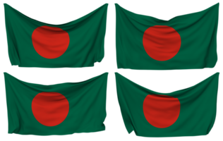 Bangladesh Pinned Flag from Corners, Isolated with Different Waving Variations, 3D Rendering png