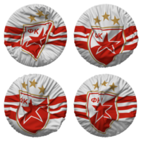 fudbalski club Crvena zvezda bandera en redondo forma aislado con cuatro diferente ondulación estilo, bache textura, 3d representación png