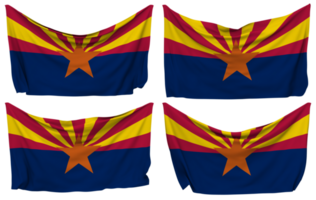 State of Arizona Pinned Flag from Corners, Isolated with Different Waving Variations, 3D Rendering png