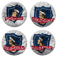 Verein Sozial y deportivo colo colo Flagge im runden gestalten isoliert mit vier anders winken Stil, stoßen Textur, 3d Rendern png