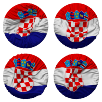 Croacia bandera en redondo forma aislado con cuatro diferente ondulación estilo, bache textura, 3d representación png