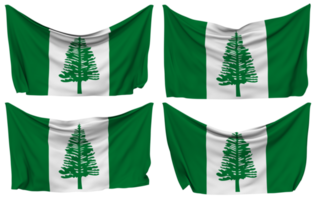 Territory of Norfolk Island Pinned Flag from Corners, Isolated with Different Waving Variations, 3D Rendering png