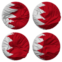 bahrain flagga i runda form isolerat med fyra annorlunda vinka stil, stöta textur, 3d tolkning png