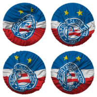 Esporte Clube Bahia Flag in Round Shape Isolated with Four Different Waving Style, Bump Texture, 3D Rendering png