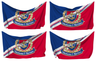 Yokohama F Marinos Pinned Flag from Corners, Isolated with Different Waving Variations, 3D Rendering png
