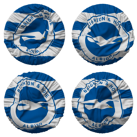 Brighton och hov albion fotboll klubb flagga i runda form isolerat med fyra annorlunda vinka stil, stöta textur, 3d tolkning png