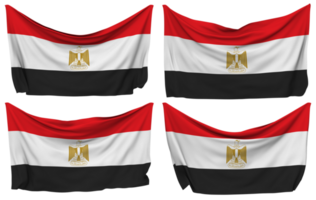 Ägypten festgesteckt Flagge von Ecken, isoliert mit anders winken Variationen, 3d Rendern png