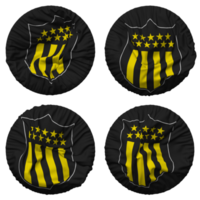Club Atletico Penarol Flag in Round Shape Isolated with Four Different Waving Style, Bump Texture, 3D Rendering png