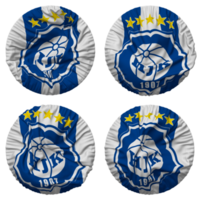 helsingin jalkapalloklubi, hjk Helsinki vlag in ronde vorm geïsoleerd met vier verschillend golvend stijl, buil textuur, 3d renderen png