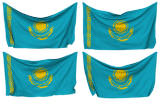 Kazakhstan Pinned Flag from Corners, Isolated with Different Waving Variations, 3D Rendering png