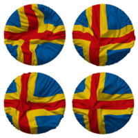 Aland Islands Flag in Round Shape Isolated with Four Different Waving Style, Bump Texture, 3D Rendering png