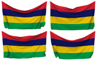 Mauritius vastgemaakt vlag van hoeken, geïsoleerd met verschillend golvend variaties, 3d renderen png