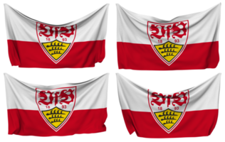 verin piel bewegungsspiele Stuttgart 1893 mi v, vfb Stuttgart clavado bandera desde esquinas, aislado con diferente ondulación variaciones, 3d representación png