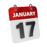 January 17 Date 3D Icon Isolated, Shiny and Glossy 3D Rendering, Month Date Day Name, Schedule, History png