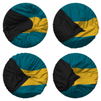 bahamas bandeira dentro volta forma isolado com quatro diferente acenando estilo, colisão textura, 3d Renderização png