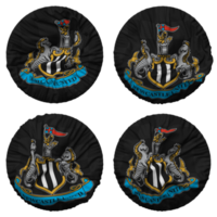 Newcastle unido fútbol americano club bandera en redondo forma aislado con cuatro diferente ondulación estilo, bache textura, 3d representación png