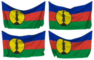 New Caledonia Pinned Flag from Corners, Isolated with Different Waving Variations, 3D Rendering png