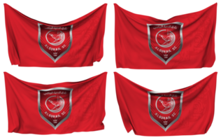 Al Duhail Sports Club Pinned Flag from Corners, Isolated with Different Waving Variations, 3D Rendering png