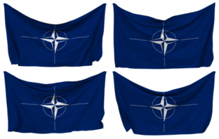 nord atlantico trattato organizzazione, NATO appuntato bandiera a partire dal angoli, isolato con diverso agitando variazioni, 3d interpretazione png