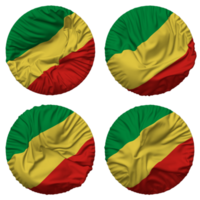 Congo Flag in Round Shape Isolated with Four Different Waving Style, Bump Texture, 3D Rendering png