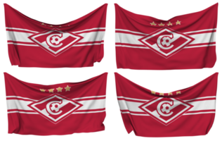 FC Spartak Moscow Pinned Flag from Corners, Isolated with Different Waving Variations, 3D Rendering png