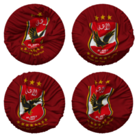 Al Ahly Sporting Club, Ahly Football Club Flag in Round Shape Isolated with Four Different Waving Style, Bump Texture, 3D Rendering png