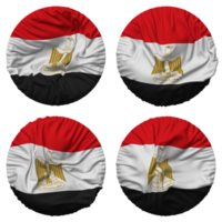 egypten flagga i runda form isolerat med fyra annorlunda vinka stil, stöta textur, 3d tolkning png